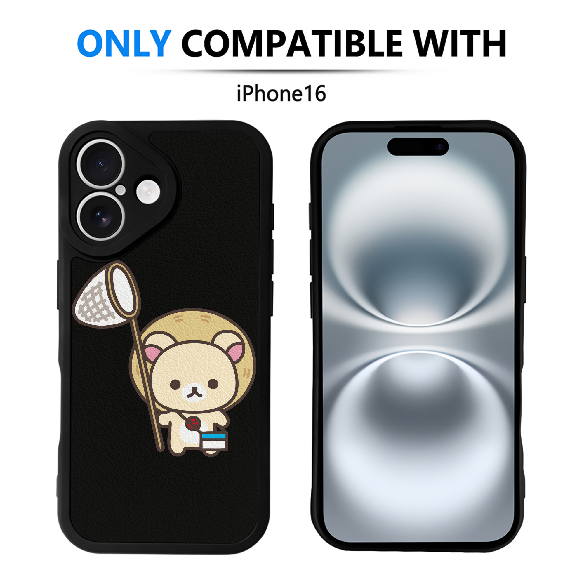 （画像用） リラックマ リラックマ キイロイトリ Rilakkuma Korilakkuma Kiiroitori 【iPhone 16シリーズ対応】シリコンスマホケース（レザー調） 材質：シリコン